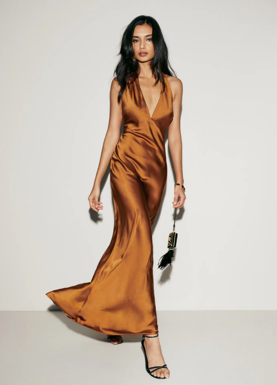 Reformation Daniela Silk Dress Gold - Size 10